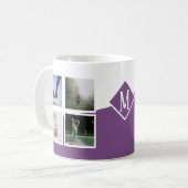 8 Foto Collage Instagram Monogrammed Paars Koffiemok (Voorkant links)