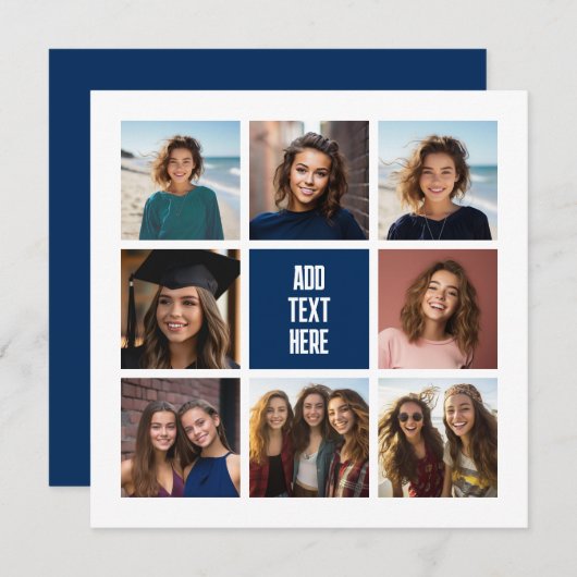 8 Foto Collage Marine Monogram - Dank u kaart (Voorkant / Achterkant)