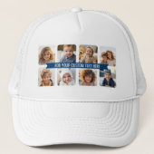 8 Foto-collage met aangepaste tekst Navy Blue Ribb Trucker Pet (Voorkant)