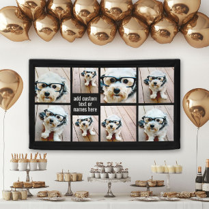 8 Foto Collage Minimalistisch - Zwarte en Witte Ra Spandoek