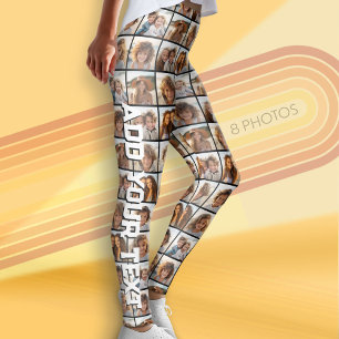 8 Foto Collage - Modern Minimaal Raster met Tekst Leggings
