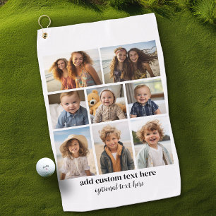 8 Foto Collage - Modern Minimaal Zwart en Wit Golfhanddoek