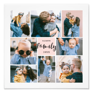 8 Foto Collage Modern Stylish Family   Blush Afdruk