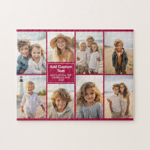 8 Foto Collage Moderne Raster - Cranberry Rood Legpuzzel