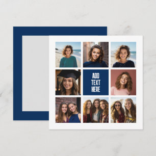 8 Foto Collage Navy Monogram - Dankkaart