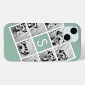 8 Foto Collage Op Maat Gemaakte Initiaal Muntgroen Case-Mate iPhone Case (Achterkant (horizontaal))