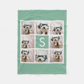 8 Foto Collage Single Monogram - Mint Green Fleece Deken (Voorkant)