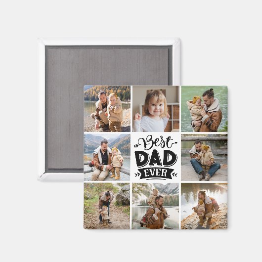 8 Foto Collage Vaderdag Beste pap ooit Magneet (Voorkant / Achterkant)