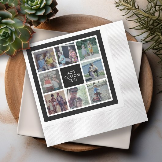8 Foto collage - zwart wit - aangepaste tekst Servet