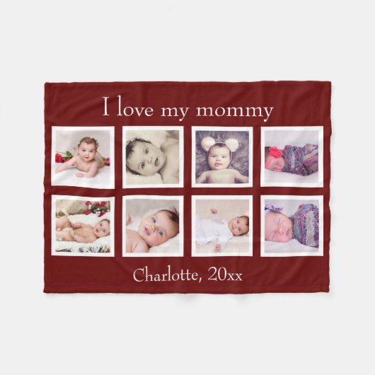 8 Foto gepersonaliseerde aangepaste tekst (Bourgog Fleece Deken (Voorkant (Horizontaal))
