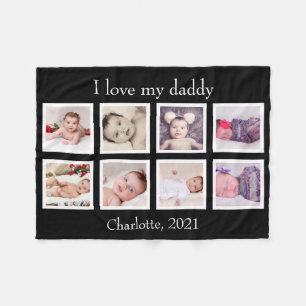 8 Foto gepersonaliseerde aangepaste tekst (zwart) Fleece Deken