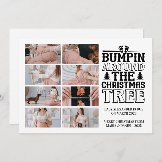 8 Foto Kerstboom Zwangerschapsaankondiging Feestdagenkaart (Voorkant / Achterkant)