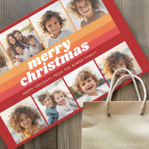 8 foto rand - Merry Christmas Retro Line Art Tissuepapier