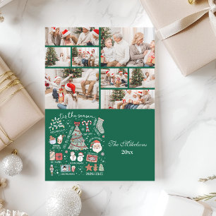 8 foto tis het seizoen retro groene kerst feestdagenkaart