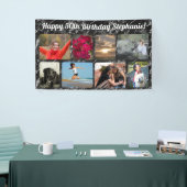 8 Foto Zwart Marmer Collage Verjaardagsfeest Spandoek (Beurs)