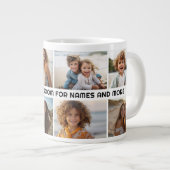 8 Fotocollage 1 tekstregel -- KAN kleur bewerken Extra Grote Beker (Voorkant rechts)