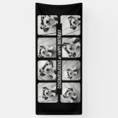 8 Fotocollage - Aangepast tekstlint - Zwart wit Spandoek (Verticaal)