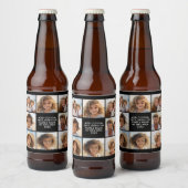 8 Fotocollage - Aangepaste tekst - Zwarte achtergr Bier Etiket (Flessen)