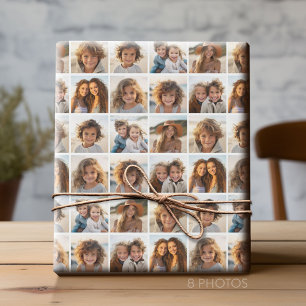 8 Fotocollage - Modern Minimal Grid met Wit Cadeaupapier