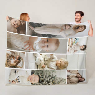 8 Fotocollage sjabloon gepersonaliseerd Fleece Deken