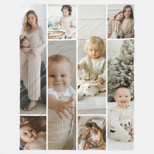 8 Fotocollage sjabloon gepersonaliseerd Fleece Deken (Voorkant)