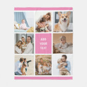 8 Fotofamilie Collage Roze Custom Fleece Deken (Voorkant)