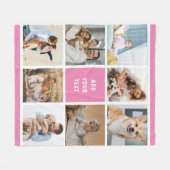 8 Fotofamilie Collage Roze Custom Fleece Deken (Voorkant (Horizontaal))