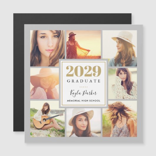 8 Fotomagnetische Afstuderen Aankondiging Kaarten (Voorkant / Achterkant)