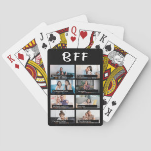 8 foto's raster collage vrienden BFF script Pokerkaarten