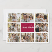 8 Foto's Warm Wishes Modern Collage Kerstmis Kaart (Voorkant)