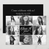 8 Fotoscript Afstuderen Invitation Black Kaart (Voorkant / Achterkant)