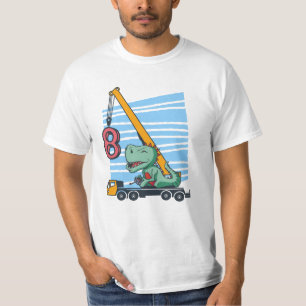 8 jaar 8e verjaardag Mobiele kraan Dinosaur T-shirt
