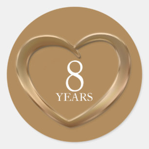 8 jaar brons jubileum hart stickers