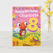 8 jaar Custom verjaardagskaart Little Ladybug bere Kaart (Gele Bloem)