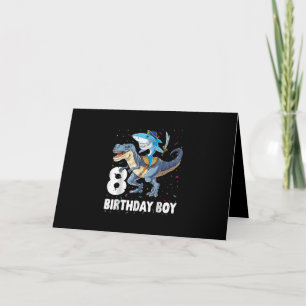 8 jaar oud, 8e verjaardag Jongen Shark Dinosaur Pr Kaart