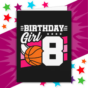 8 Jaar Oud Basketbal Party 8e Verjaardag Meisje Kaart