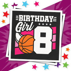 8 Jaar Oud Basketbal Party 8e Verjaardag Meisje Servet
