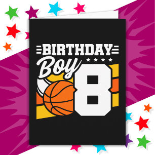 8 Jaar Oud Basketbal Party Thema 8e Verjaardag Jon Kaart