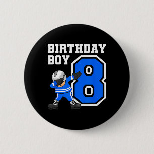 8 Jaar Oud Jongen IJshockeyspeler 8e Verjaardag Ki Ronde Button 5,7 Cm