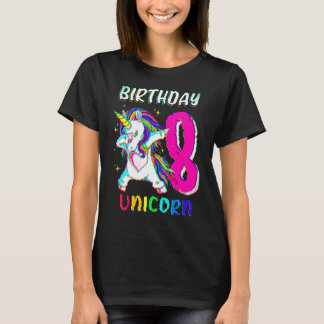 8 Jaar Oud Meisje Dabbing Eenhoorn 8e Verjaardag E T-shirt