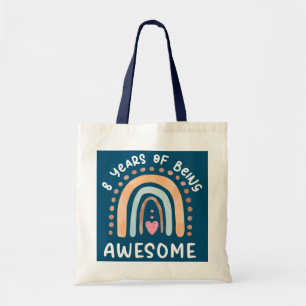 8 jaar oud regenboogmeisje 8e verjaardag tote bag