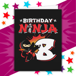 8 Jaar Oud Stripboek Stijl Ninja 8e Verjaardag Kaart