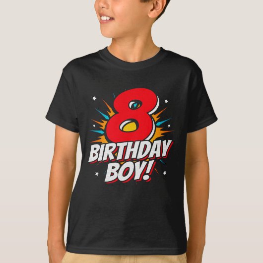 8 Jaar Oud Superheld Verjaardag Jongen 8e Verjaard T-shirt (Voorkant)