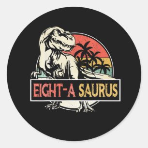 8 jaar oud T-Rex Dinosaurus Verjaardagscadeau Ronde Sticker