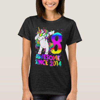 8 jaar oude eenhoorn dabbing 8e verjaardag meisje t-shirt