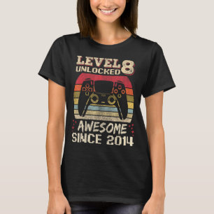 8 jaar oude gamer Boy Birthday 8 level unlocked 2 T-shirt