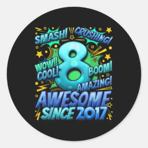 8 jaar oude geschenken voor jongens 8e verjaardag  ronde sticker