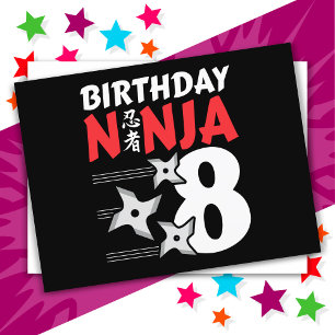 8 Jaar Oude Ninja Feest Sterren Kinderen 8e Verjaa Briefkaart