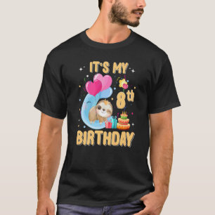 8 jaar oude Sloth 8th Birthday Girl Party Cute Slo T-shirt