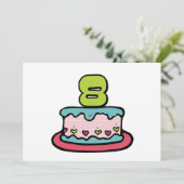 8 jaar oude verjaardagsCake Kaart (Staand voorkant)